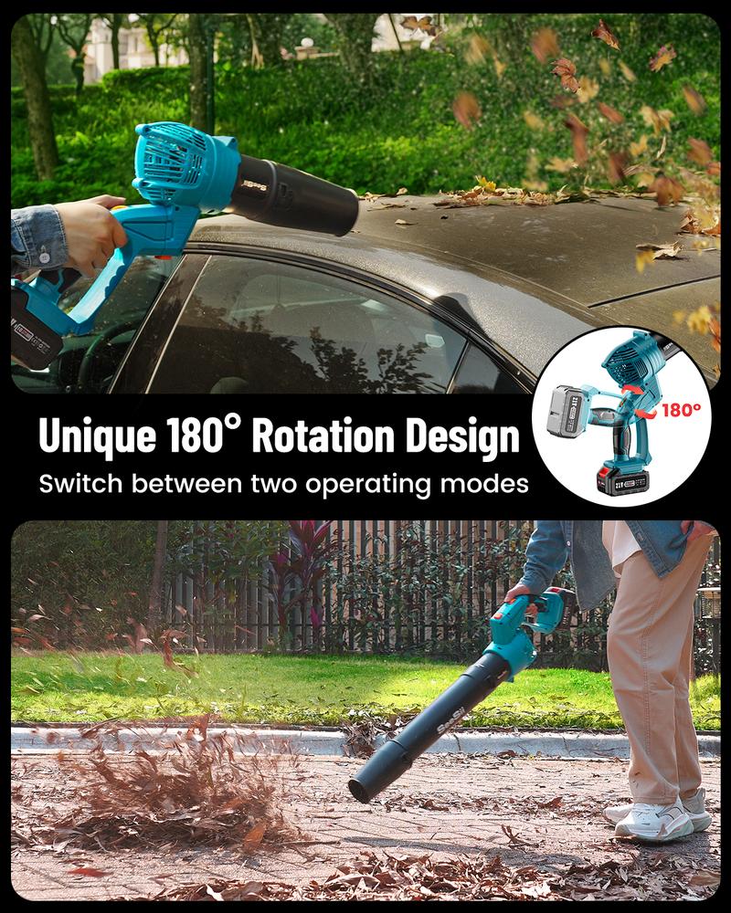 【Seesii】 Electric 12" Lawn Mower and Leaf Blower Combo Kit, 3 in 1 Cordless Weed Wacker Grass Eater with 1.3"/2.1" Height, Battery String Trimmer Rotary Handheld Blower with 5-Speed for Yard Lawn