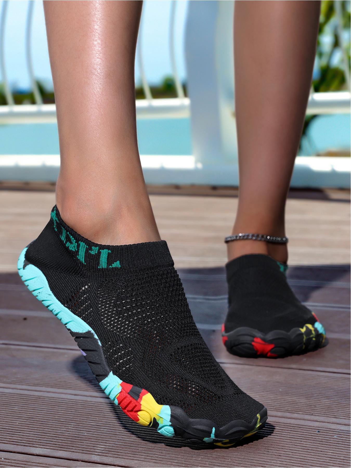 1 Pair Women's Large Size Low-Top Mesh Shoes, Sock-Type Wrap, Foldable & Portable, Breathable Flyknit, Colorful Anti-Slip Sole, Summer Casual Lazy Shoes