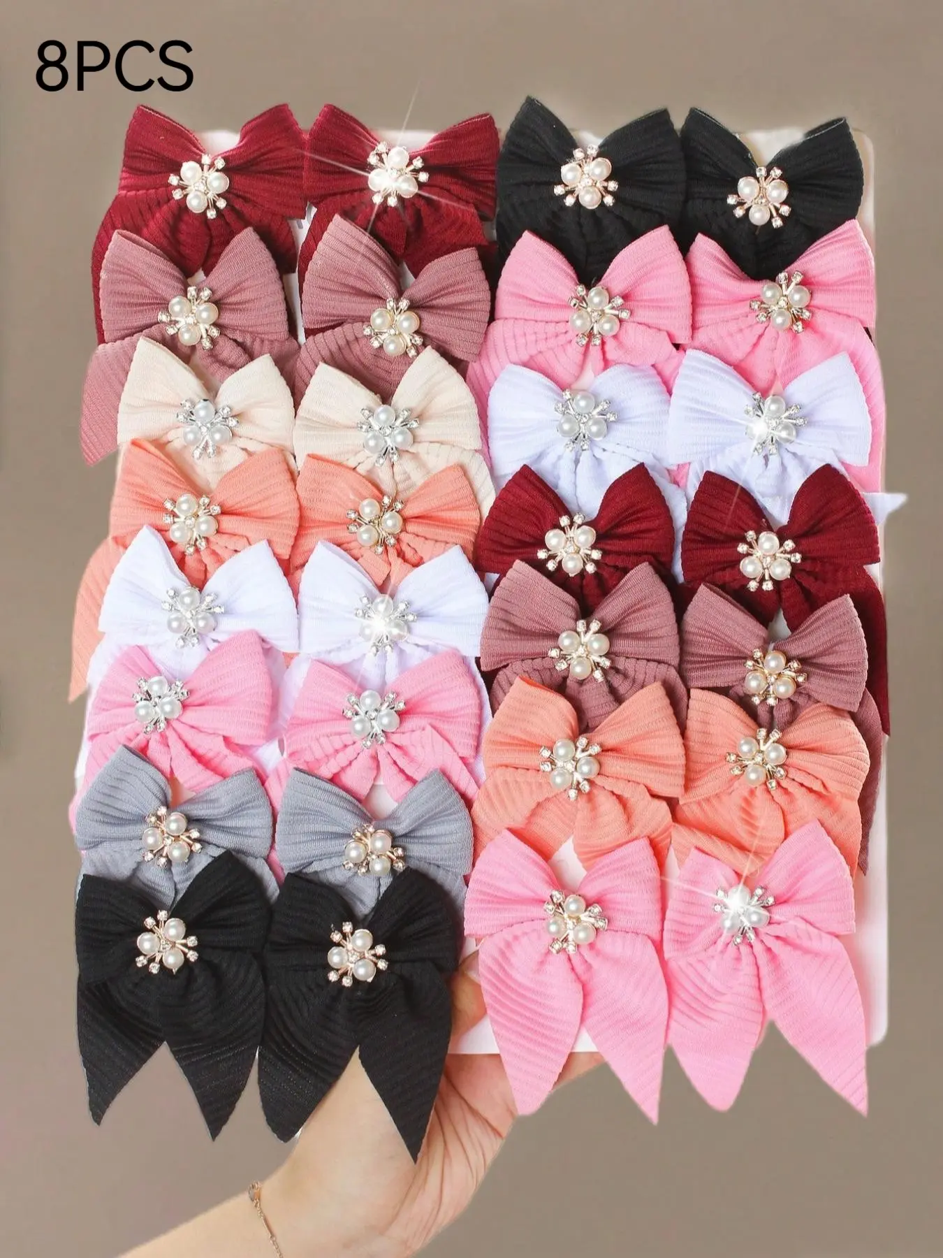 Mother's Day Gift 8-Piece Artificial Pearl Rhinestone Butterfly Hair Clip Set, Super Cute Clips, Decorative Hair Clips, Colors, Girls Women Accessories for School Party Daily Wear