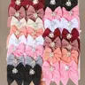 8-Piece Artificial Pearl Rhinestone Bow Hair Clip Set, Super Cute for Girls and Women , Multi-Color Hair Bows Hair Accessories for School, Party and Daily Wear, Mother's Day Gift