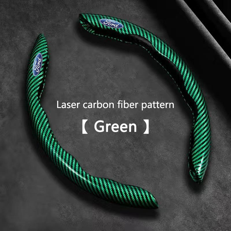 Carbon Fiber Car Logo Steering Wheel Covers, Decorative for Ford Fiesta Focus Mustang Ranger Mondeo Kugo Ecosport, Auto Accessories