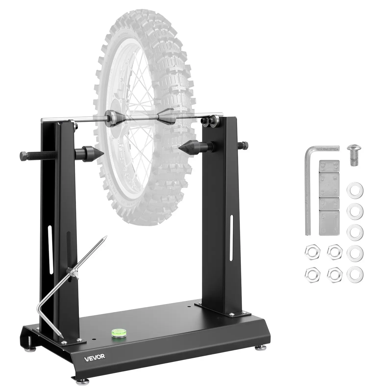 VEVOR Motorcycle Wheel Balancer, 88.2 lbs Capacity, Tire Balancer Truing Stand with Adjustable Centering Cones and Truing Pointer, Balancing Tools for Most Motorcycles Bicycles, 35-Inch Wheel Dia