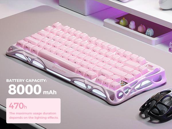 GravaStar Mercury K1 - Sakura Pink 75% Pink Wireless Creamy Keyboard, Aluminum Alloy Exoskeleton Design Mechanical Gaming Keyboard, Creamy Keyboard, Gasket Hot-Swap Socket, Linear Switches, RGB Backlit