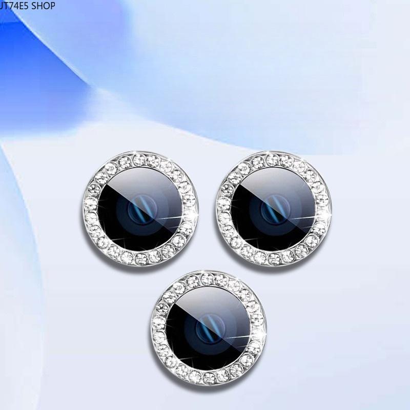 Fashion Accessory 9H Tempered Glass Camera Protector with Shiny Glitter Diamond Lens Film, Gold Eagle Eye Metal Ring, Easy-Install Mobile Accessory for iPhone 12 Pro Max/13/13 Mini/15/16 Pro Max/17 [Single Piece], [Single Piece] 13/13Mini/12Promax