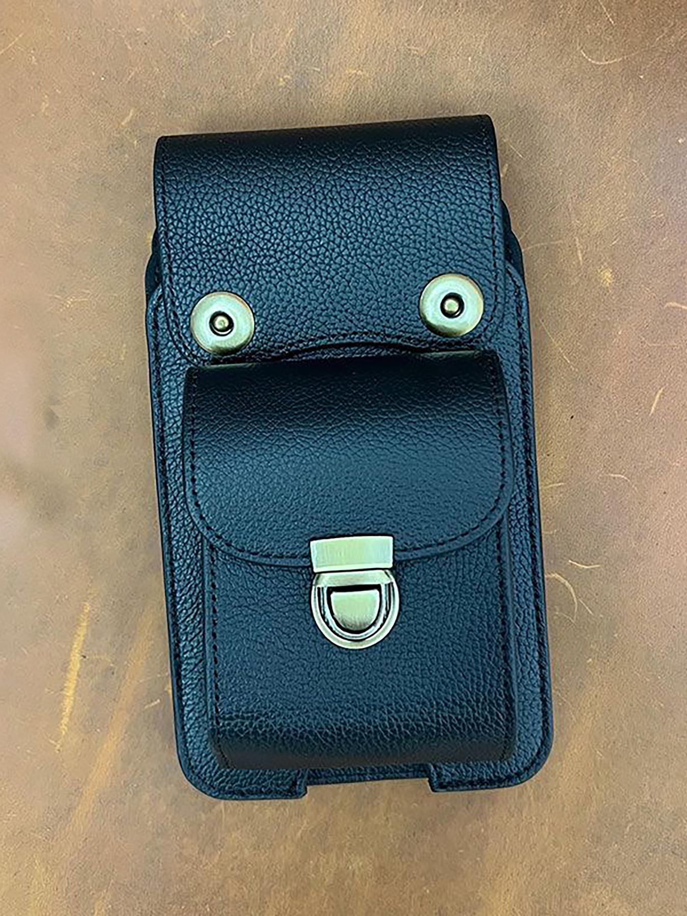 Top Layer Cowhide Vertical Mobile Phone Bag, Multi-Function Thickened Belt Key Bag, Multi-Layer Waist Bag Crossbody Bag