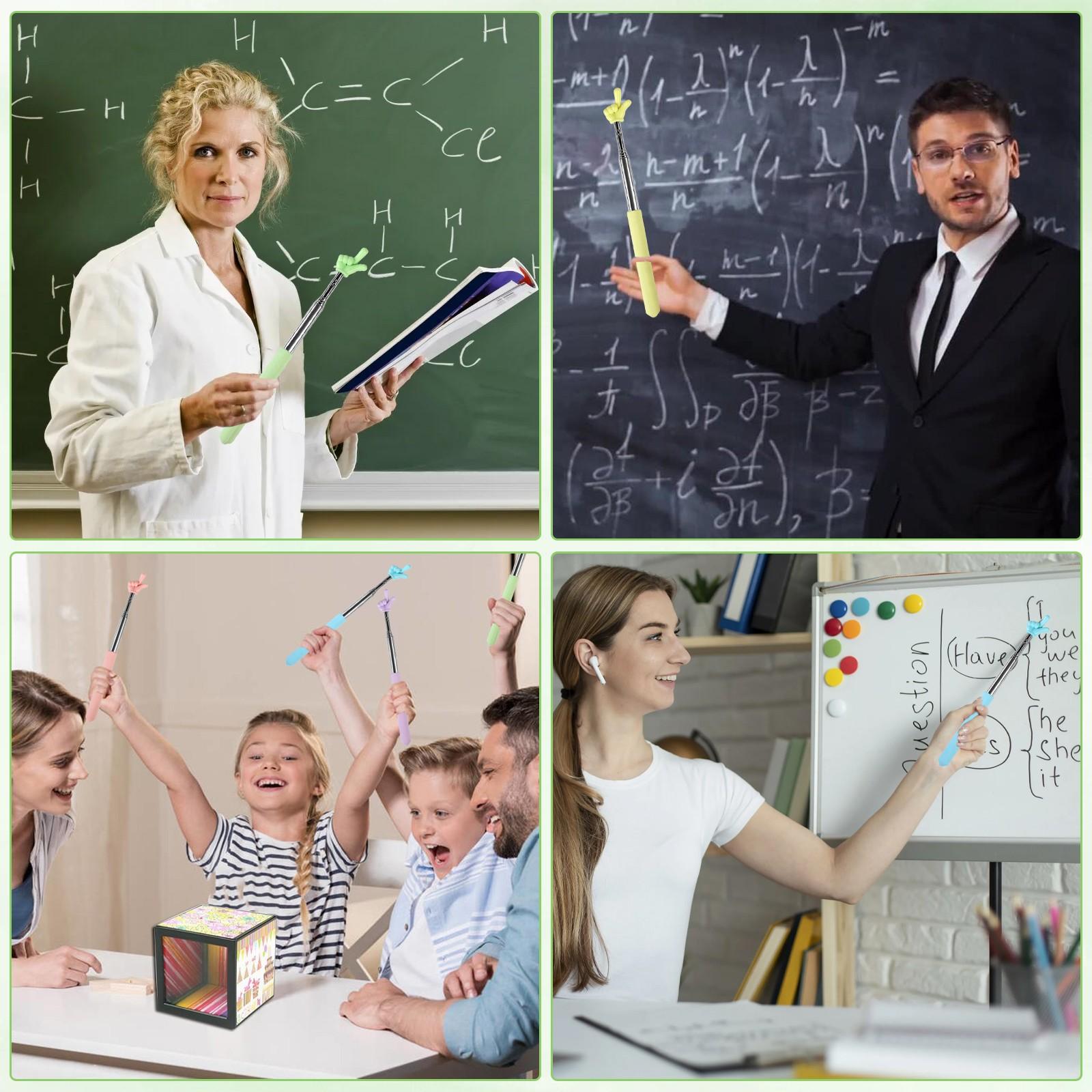 6pcs Pointer Finger Stick, Extendable Colorful Finger Pointer Stick, Mini Retractable Teacher Pointer for Presentation, Whiteboard, Blackboard, Classroom Supplies