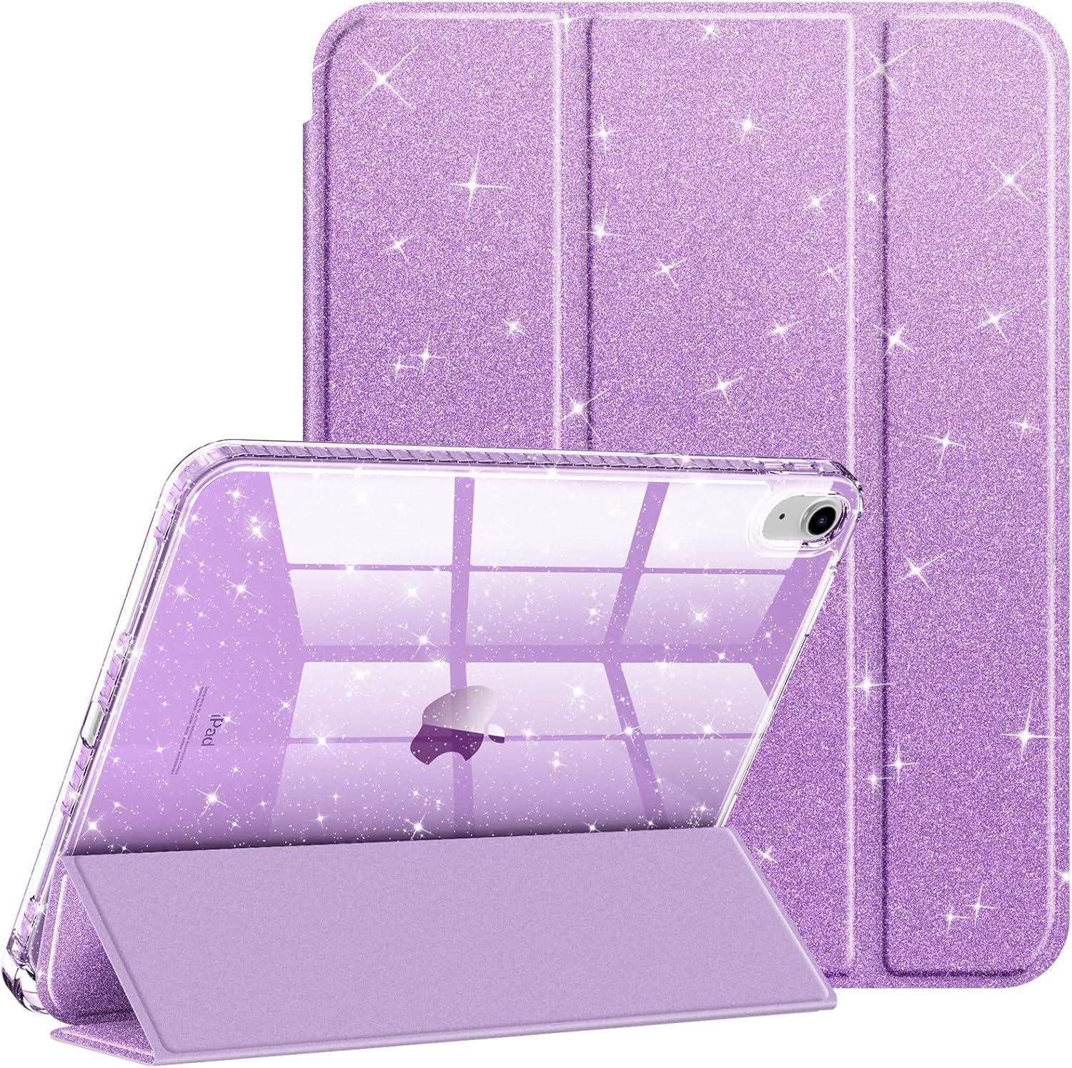 Glitter Sparkle Case for iPad Pro 11 Inch, iPad Air 6 11 Inch / Air 13 Inch 2024, iPad 10th Gen 10.9 Inch, Shockproof Clear Back Cover with Pencil Holder, Folio Stand Case Compatible with Magic Keyboard