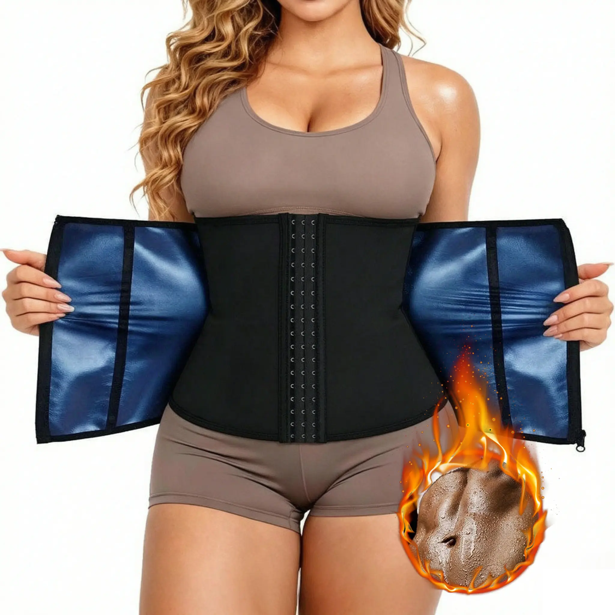 Women's Tummy Control Waist Trainer Corset with Zipper Compression Sweat Waist Trimmer for Women Workout Belt Corset Shapewear Hourglass Waist Training Corset Hourglass Waist Trainer Body Shaper