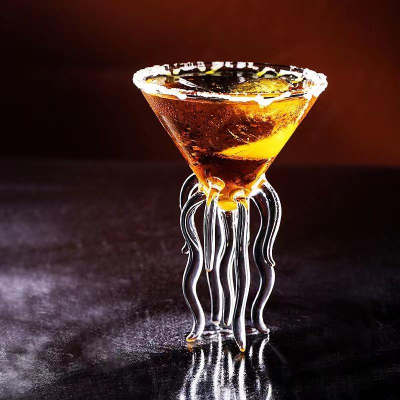 Creative Octopus Cocktail Glass Cup, Unique Aquarium Cup, Jellyfish Cup, Squid Wine Glass, Martini Bar Glass, Stylish Drinkware, Octopus Cocktail Tumbler