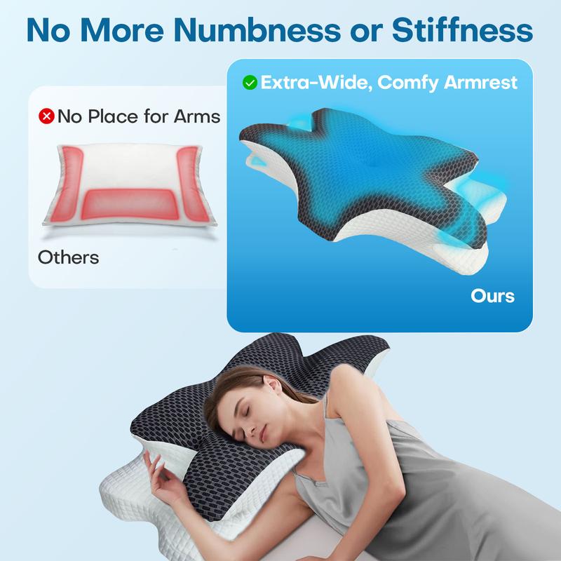 Premium breathable neck pillow for side and back sleepers, supportive memory foam bed pillow for ultimate comfort. Sleep aid, sleep pillow, Christmas gift, holiday gift