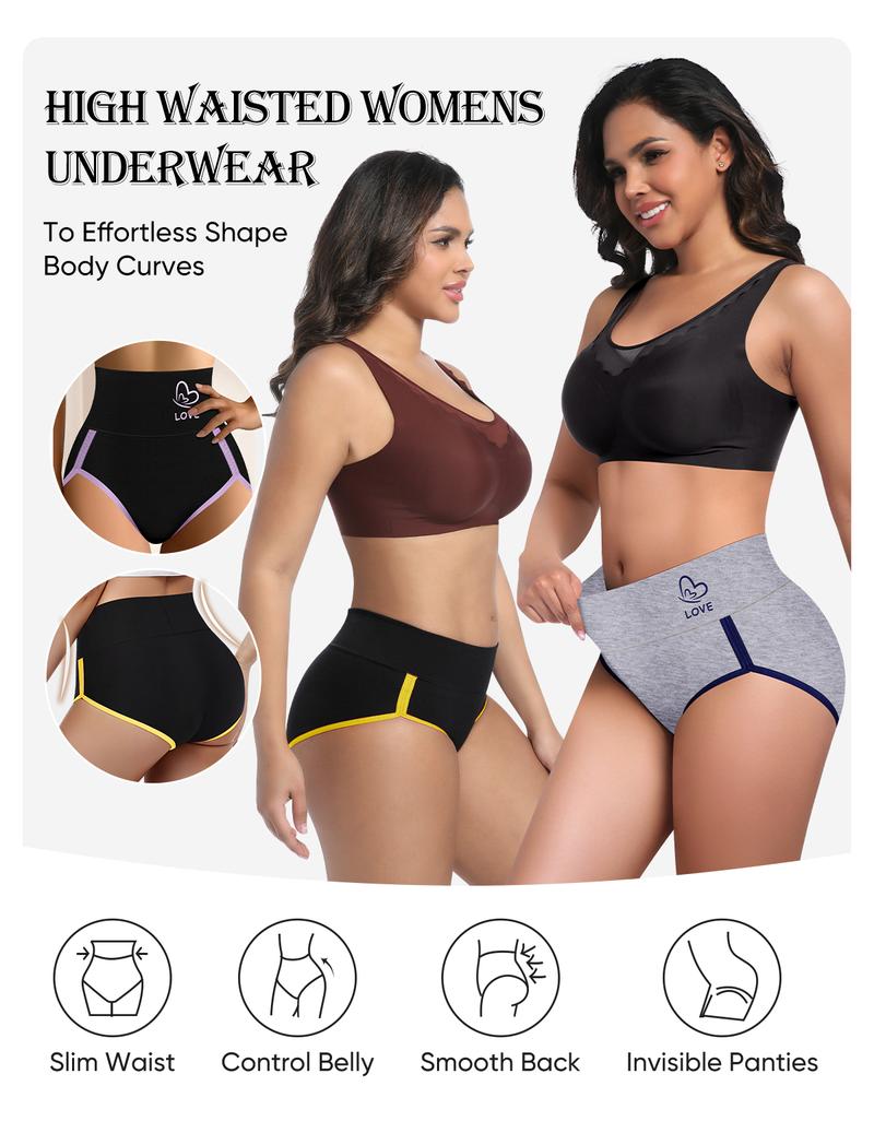 4/6/8 Pcs High Waist Butterfly & Letter Print Panties,Soft Breathable Comfortable Knicker for Daily Wear,Women's Underwear for All Seasons, comfy underwear 50 plus.