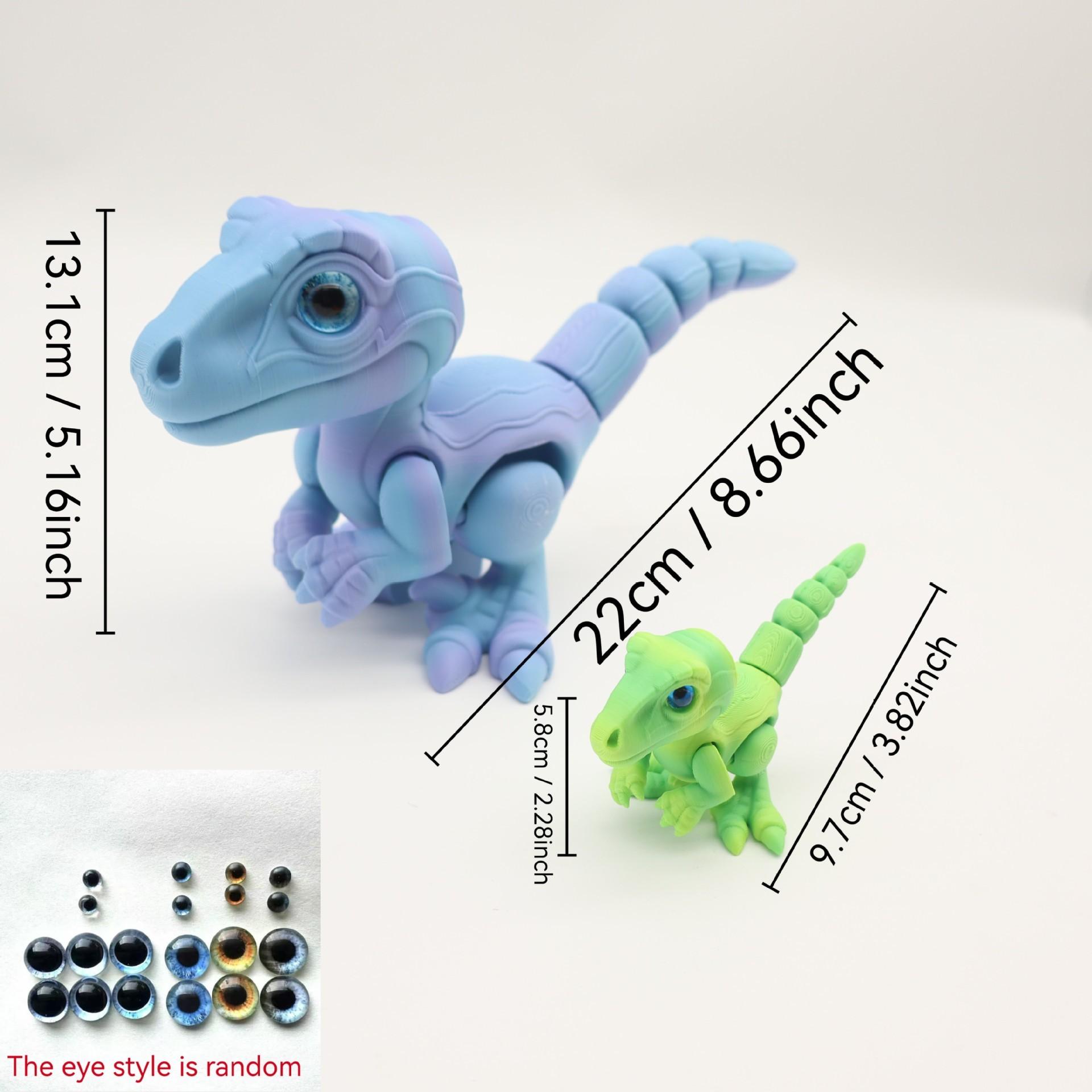 3D Printed Small Colorful Dragon Jointed Figure with Realistic Eyes, Artisanal Ornament, Collectible Doll, Decorative Craft