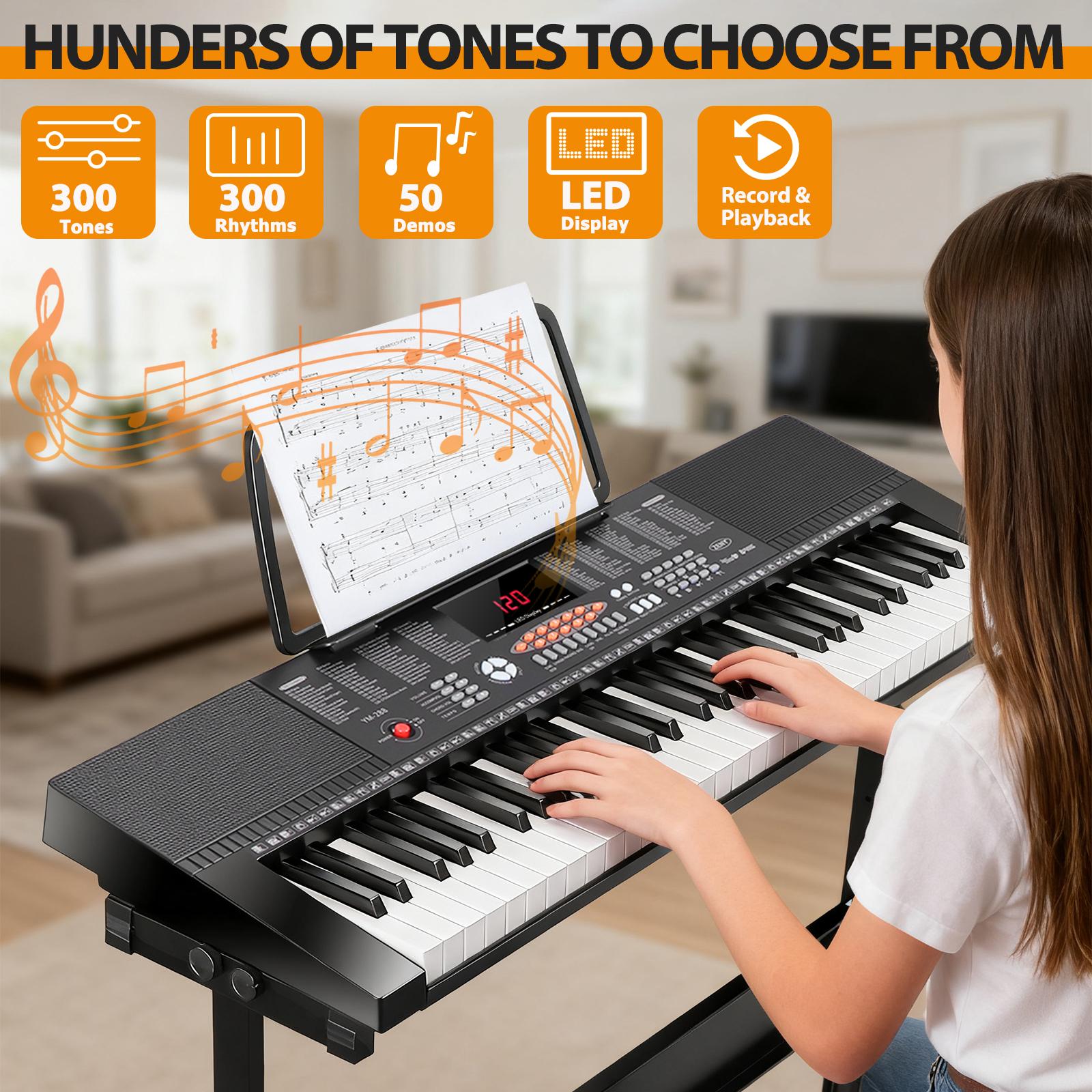 ZENY 61-Key Portable Electronic Keyboard Piano Set Kids Piano Height Adjustable W/LED Screen, Stand, Stool, Microphone ZENY 61-Key Portable Electronic Keyboard Piano Set Kids Piano Height Adjustable W/LED Screen, Stand, Stool, Microphone