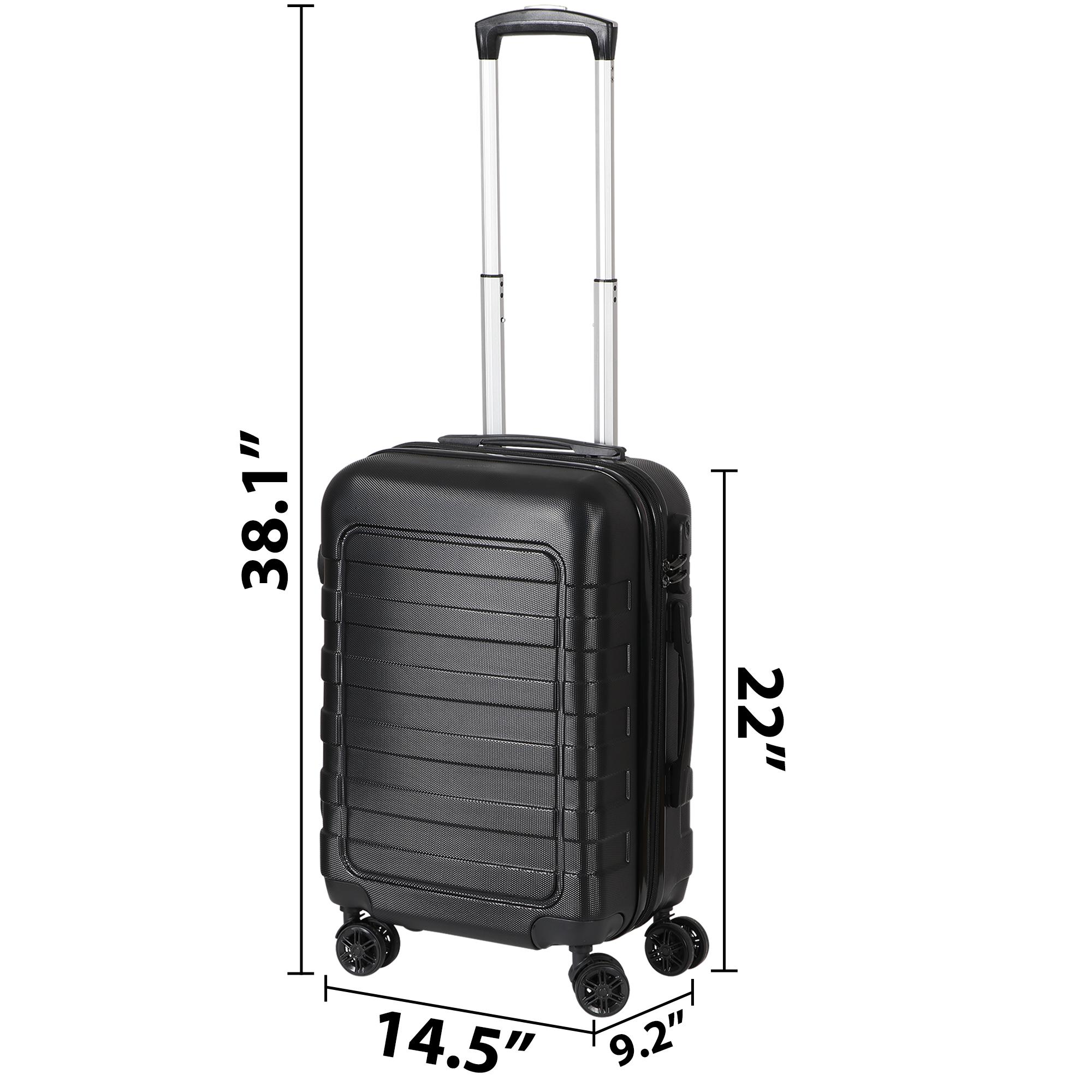 ZENY 22-in Carry-on Luggage Hardside Travel Suitcase Spinner TSA Lock Black
