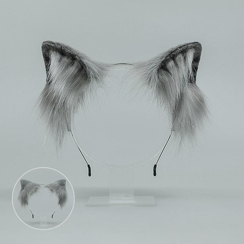Tiger Spot Cat Ears Furry Tail Women Girls Lolita Animal Ears Hair Hoops Plush Tail Cosplay Costume Accessories