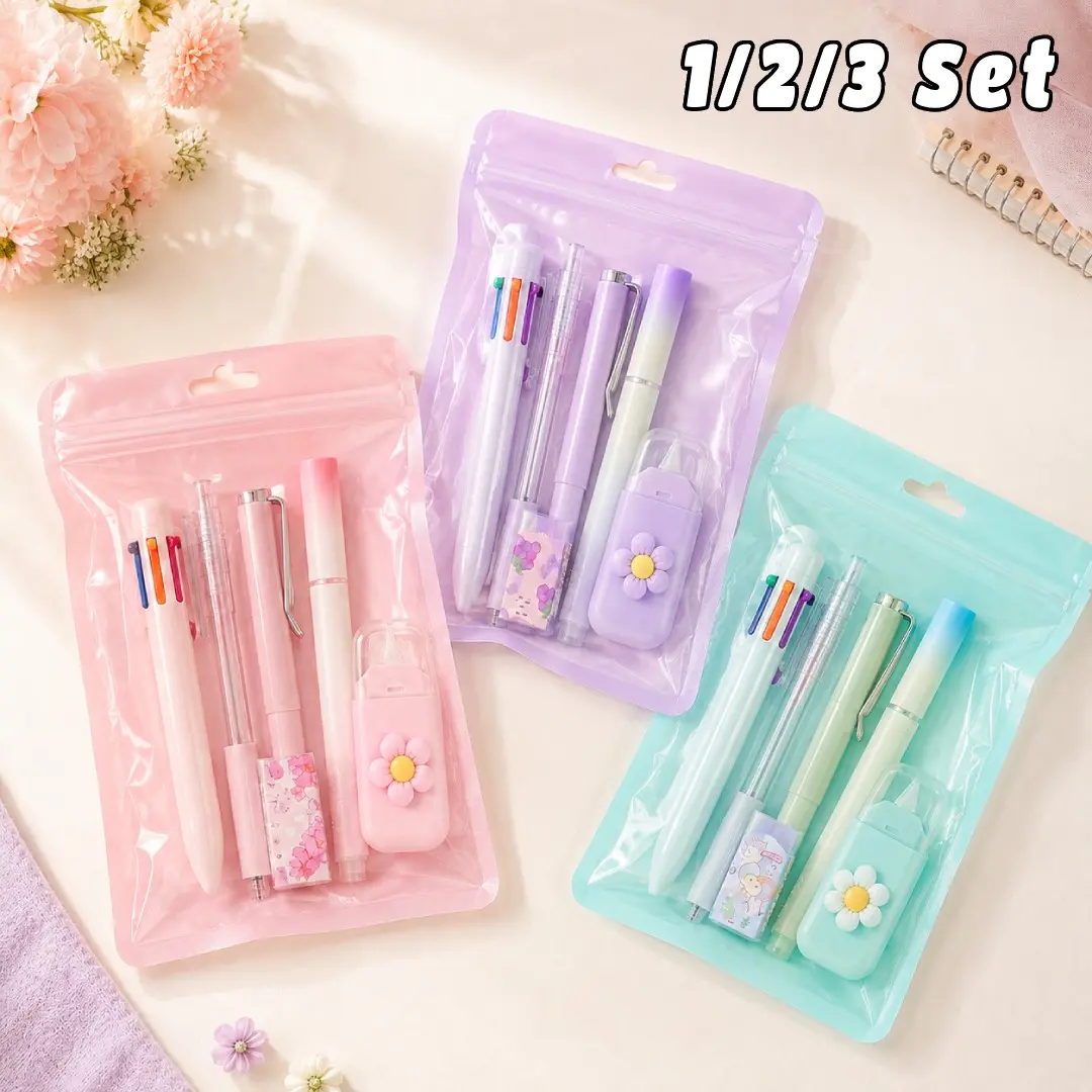 【Back To School】6/12/18 Pcs Stationery Set, Includes Neutral Pens, Erasers, Six-Color Ballpoint Pens, Multifunctional Writing Tools, Perfect Office & Study Supplies for Christmas gift