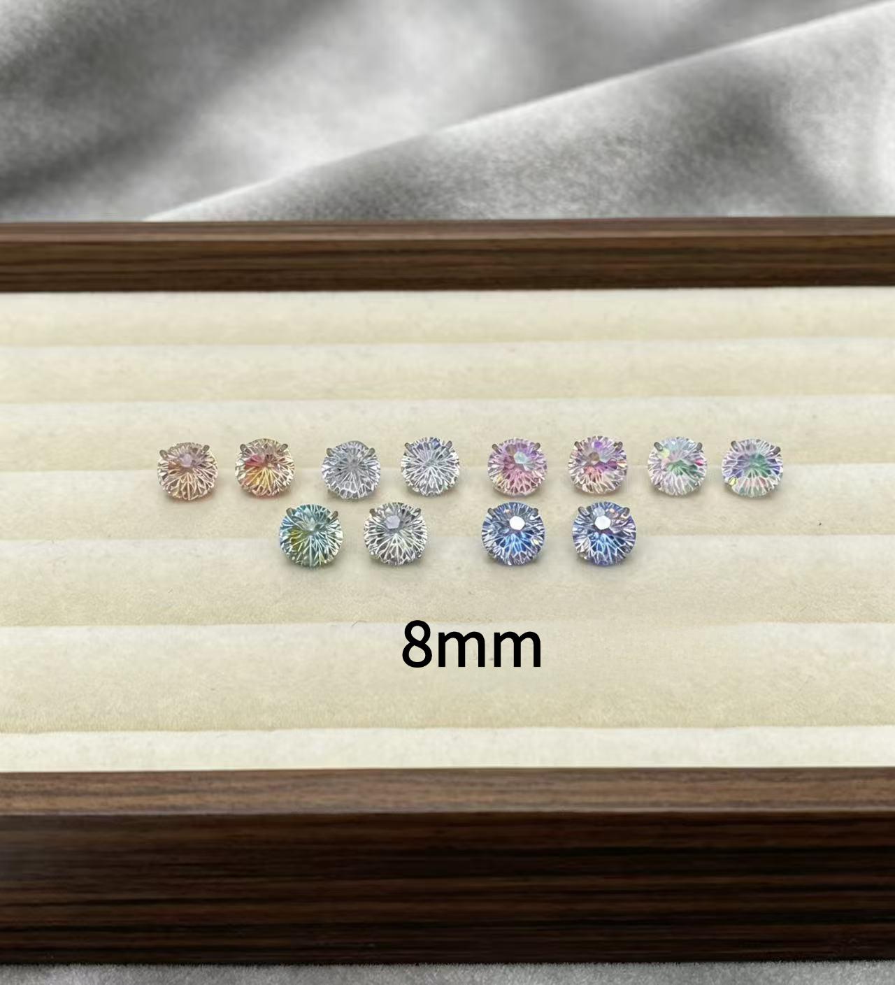 316 Titanium Steel Cartilage Stud: Prong-Set "Candy-Core" Fireworks-Cut Stone with Iridescent Tassel & Dazzling Accents