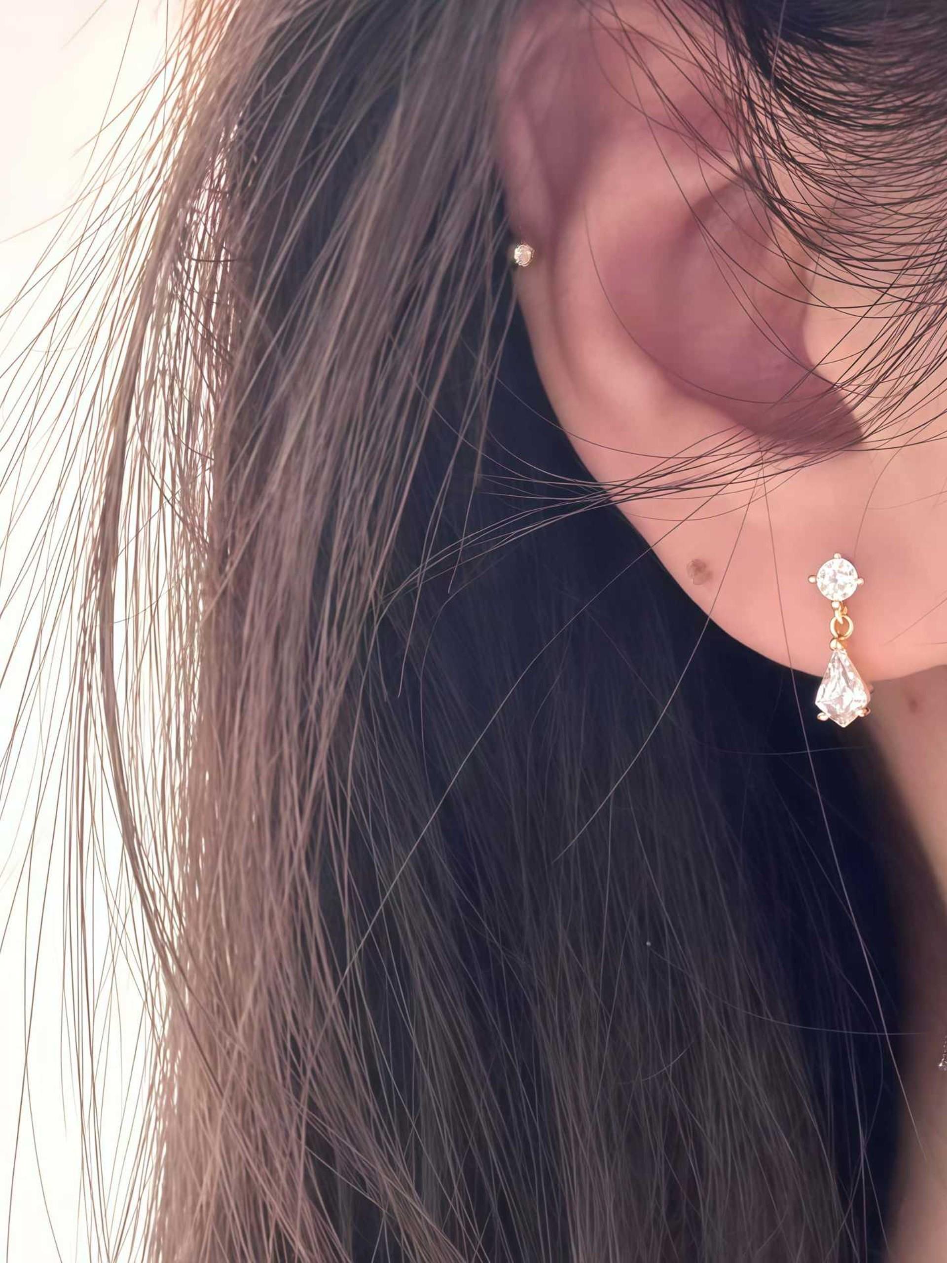 Adorable Waterdrop Zircon Earrings, Delicate Small Diamond Studs, Unique Non-Repeat Design, Silver Color, Perfect for Daily Wear