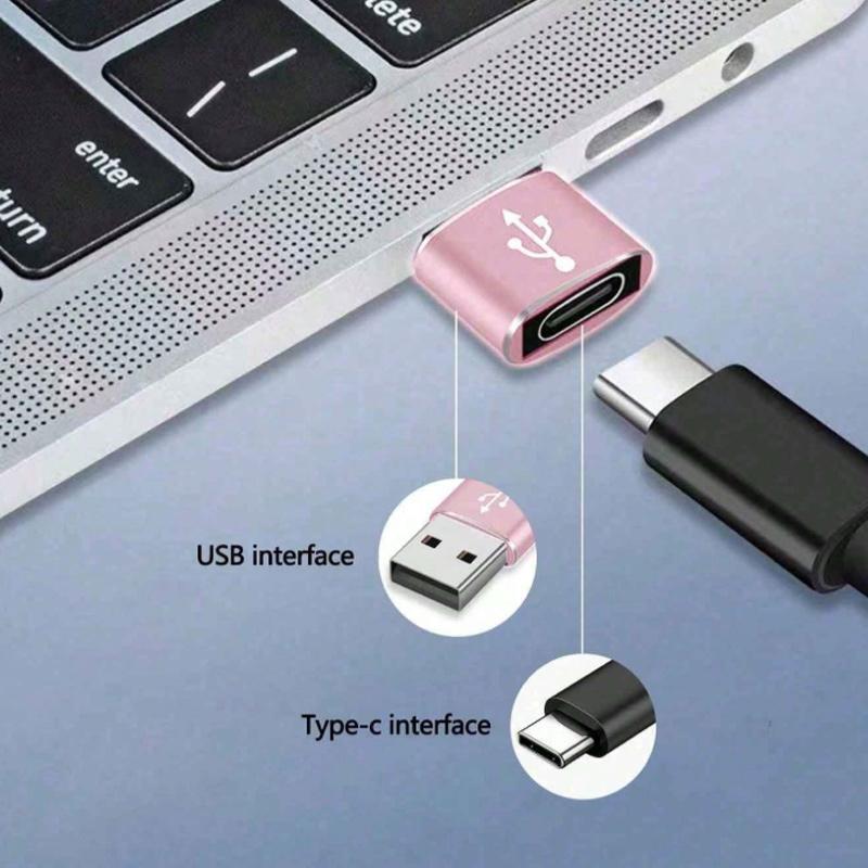 2pcs USB-C Adapter for Charging & Data Transfer, Compatible with Phone, Computer, Camera, OTG Converter Head, Essential Accessories