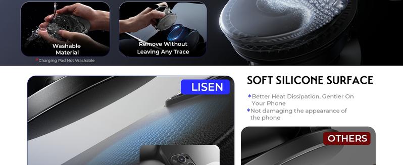 LISEN 15W Magsafe Car Mount Charger，[Lever Lock] Suction Cup Phone Mount,360° Vacuum Magnetic Car Phone Holder Charger Wireless for iPhone 17 Pro Max Air 16-12,Pixel 10,Samsung with MagSafe Case