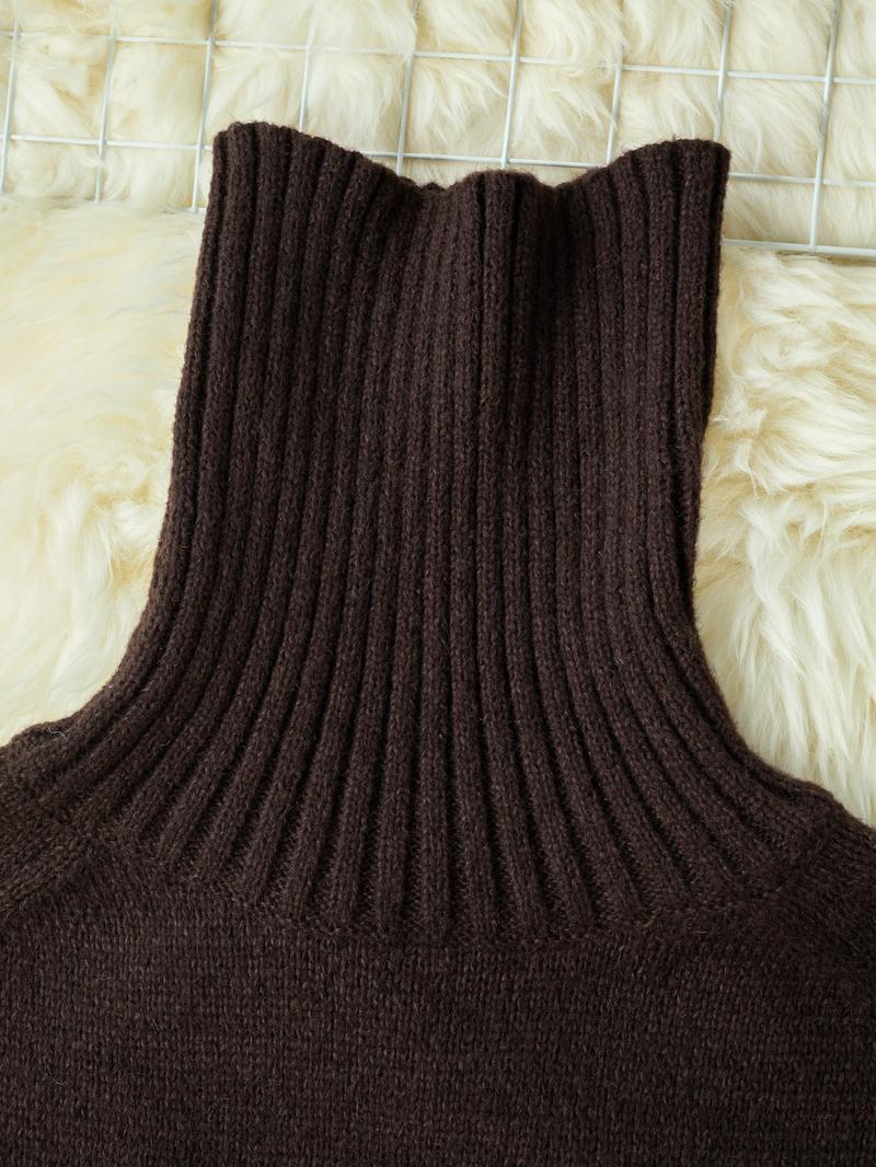 Women's Fitted Long Sleeve High Neck Sweater Knitwear, Casual Style Earth Tone Pullover, Perfect for Fall & Winter, Single Wear or Layering Women's Fitted Long Sleeve High Neck Sweater Knitwear, Casual Style Earth Tone Pullover, Perfect for Fall & Winter, Single Wear or Layering