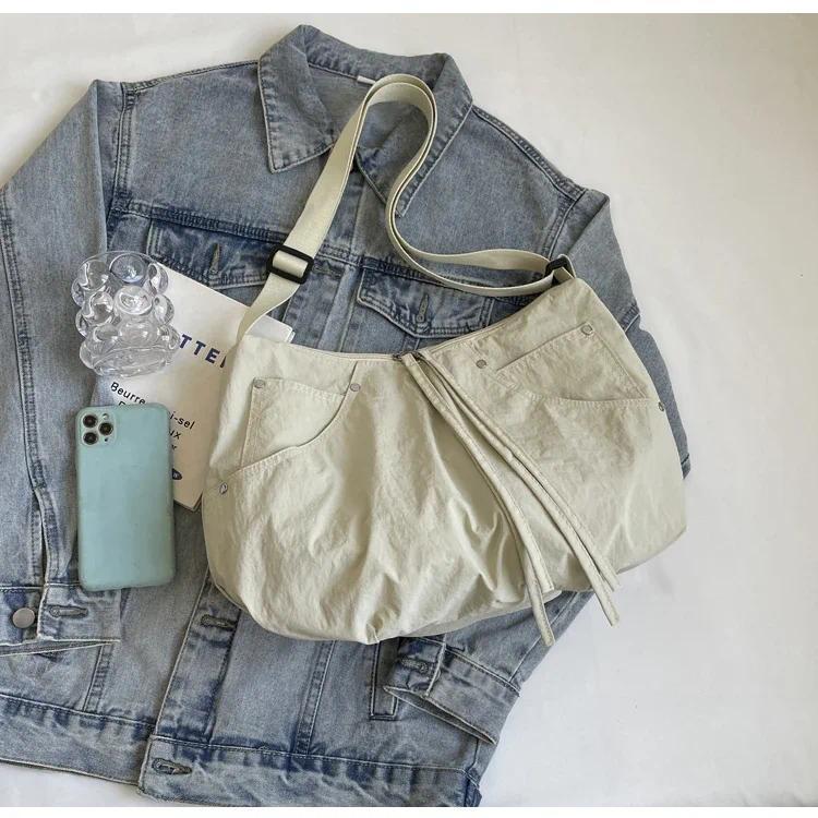 Zipper Solid Nylon Women's Handbags 2026 High Quality Sewing Thread Bags for Women Casual Interior Compartment Crossbody Bags