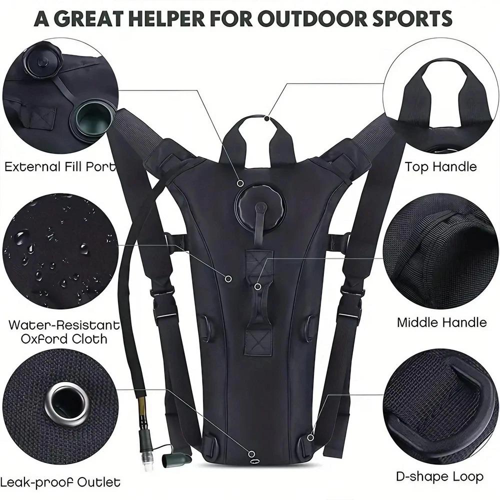 Military 3L Hydration Pack: Leak-Proof Tactical Backpack for Running, Cycling, Hiking. Wide Mouth, Adjustable, Waterproof & Durable. Emergency Survival Gear, Outdoor Adventure Must-Have. Long-Distance Trek Companion. Built for Harsh Environments.