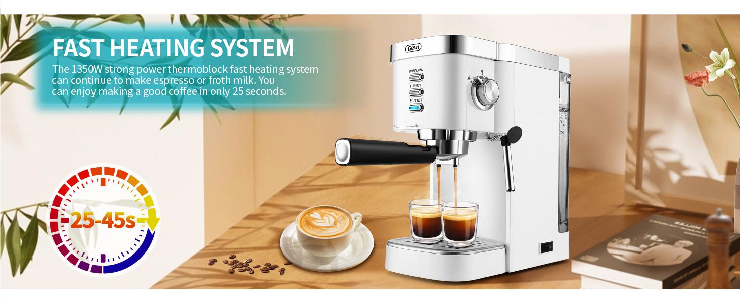【Springtok】Gevi 20 Bar Espresso Coffee Machine , Automatic Coffee Maker with Milk Frother Steam Wand