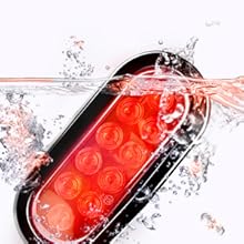 Nilight 2PCS Steel Trailer Light Boxes Housing Kit w/6Inch Oval Red LED Tail Lights 2 Inch Round Side Marker w/Grommet Plugs Wire connectors Lighting Modes Adjustable reverse