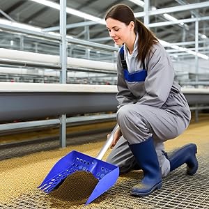 24" to 70.9" Adjustable Large Cook Scooper for Chicken Poop - Lightweight  Chicken Litter Scoop Cleaning Tool, Long Handle Detachable Shovel for Stall Farm Animals Poultry Litter Cleaning Sand Sifting