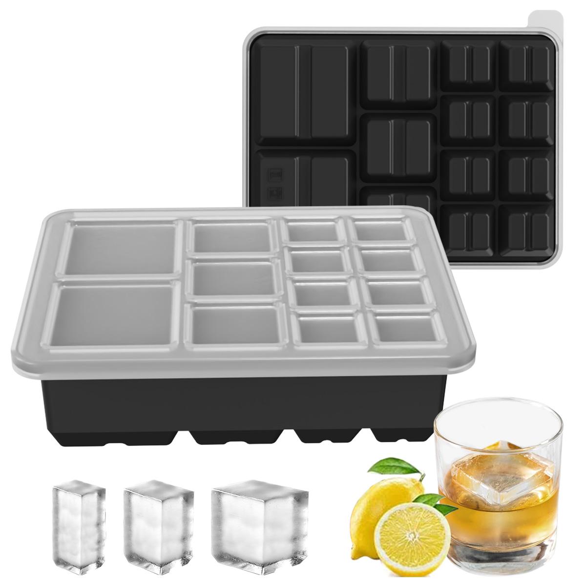 13-Compartment Ice Cube Tray with Lid, Silicone Mold, Reusable Freezer Box, Easy Release, DIY Whiskey Drink Ice Cubes