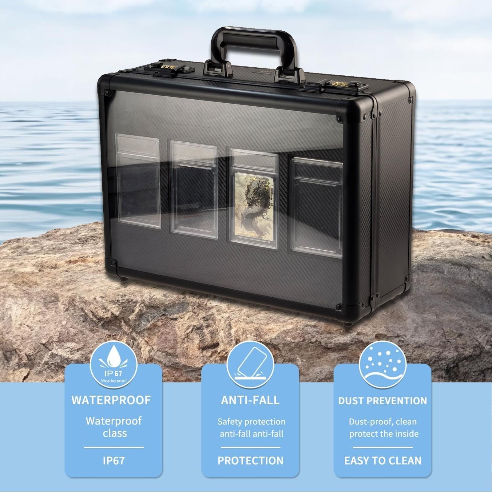 Aluminum Alloy Frame Trading Card Holder, Psa Display Top, Carbon Fiber Pattern, Password Lock, Sports Star Anime Game Card Manager