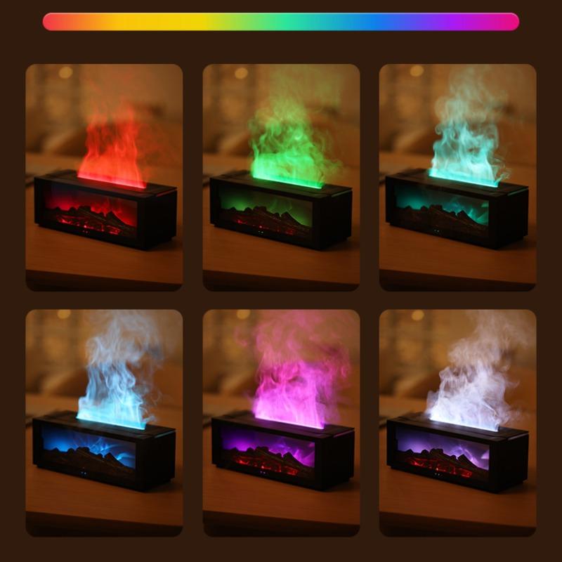 Color flame humidifier, fireplace bonfire humidifier, LED seven-color lights, 1/3/5h timer, remote control, automatic shut-off, atmosphere decoration, winter gift, suitable for home bedroom, office, yoga meditation, Colorful Flame Humidifier