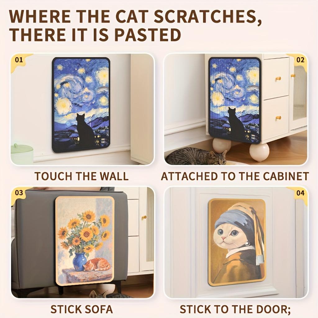 Durable Cat Scratching Pad, Self-Adhesive Multi-Functional Cat Scratch Board, Interactive Pet Climbing Mat, Wall Replacement, Wear-Resistant, Vertical Scratcher