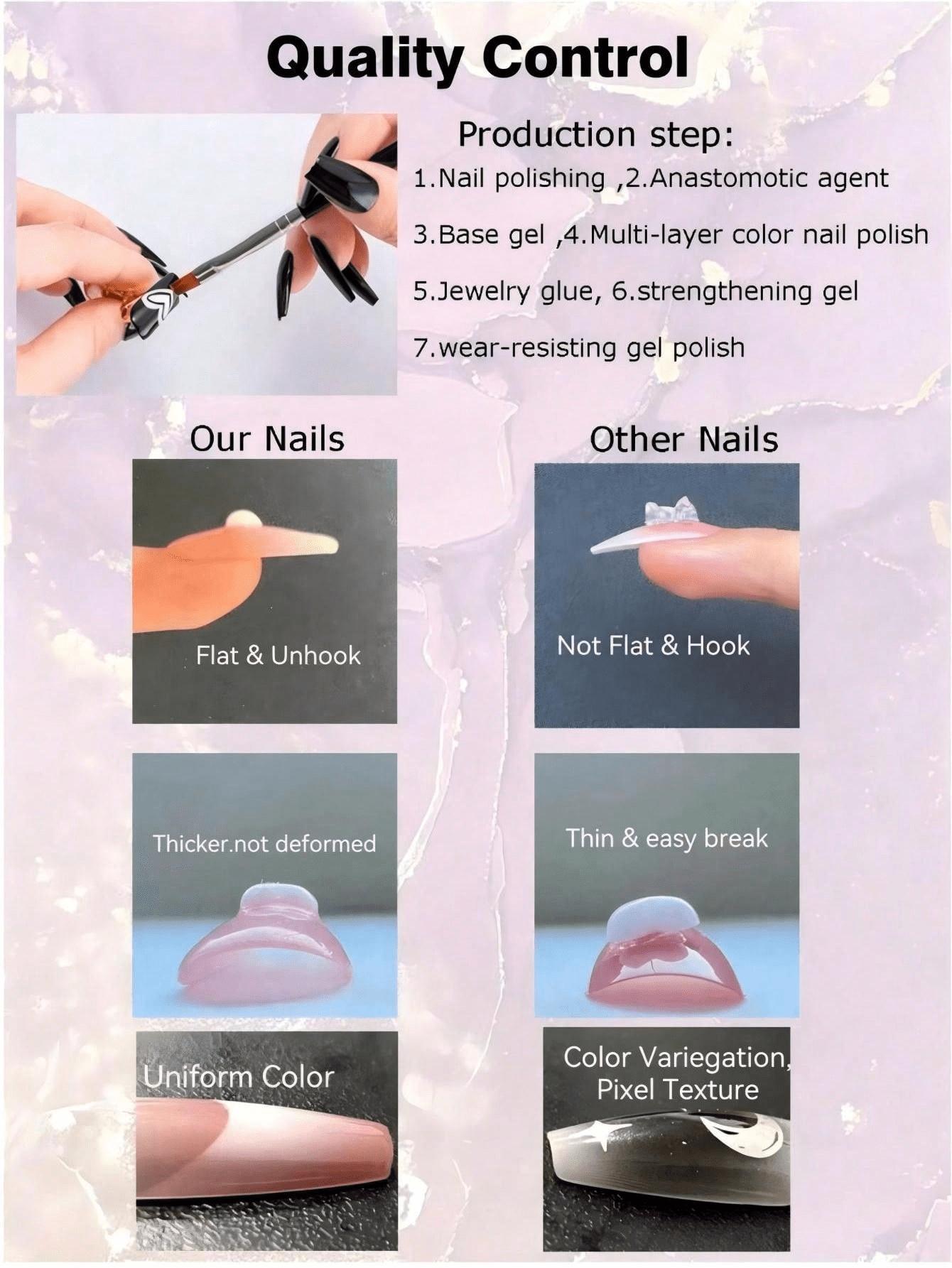 10-Piece Y2K Nail Set, Fashion Duckbill Shape Press On False Nails Kit, Handmade Style, 3D Flowers & Gold Beads, DIY Manicure Tools, Handmade Acrylic Nails