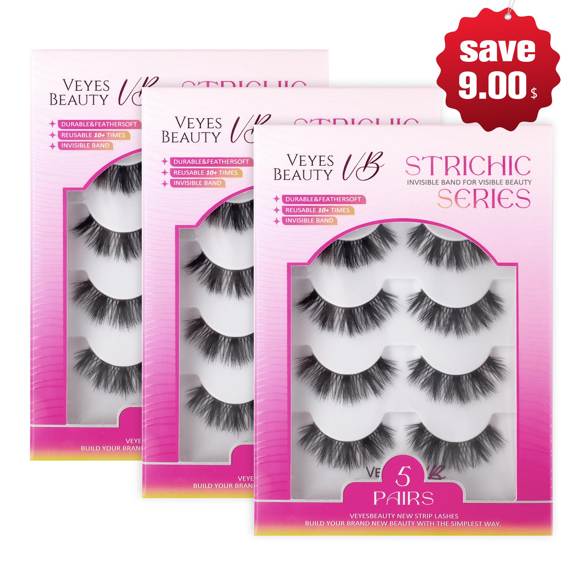 VEYESBEAUTY BoldBloom Strip Lashes Fluffy Voluminous and Natural 3D Layered Invisible Band Reusable Easy Application for Beginners & Experienced VEYESBEAUTY BoldBloom Strip Lashes Fluffy Voluminous and Natural 3D Layered Invisible Band Reusable Easy Application for Beginners & Experienced