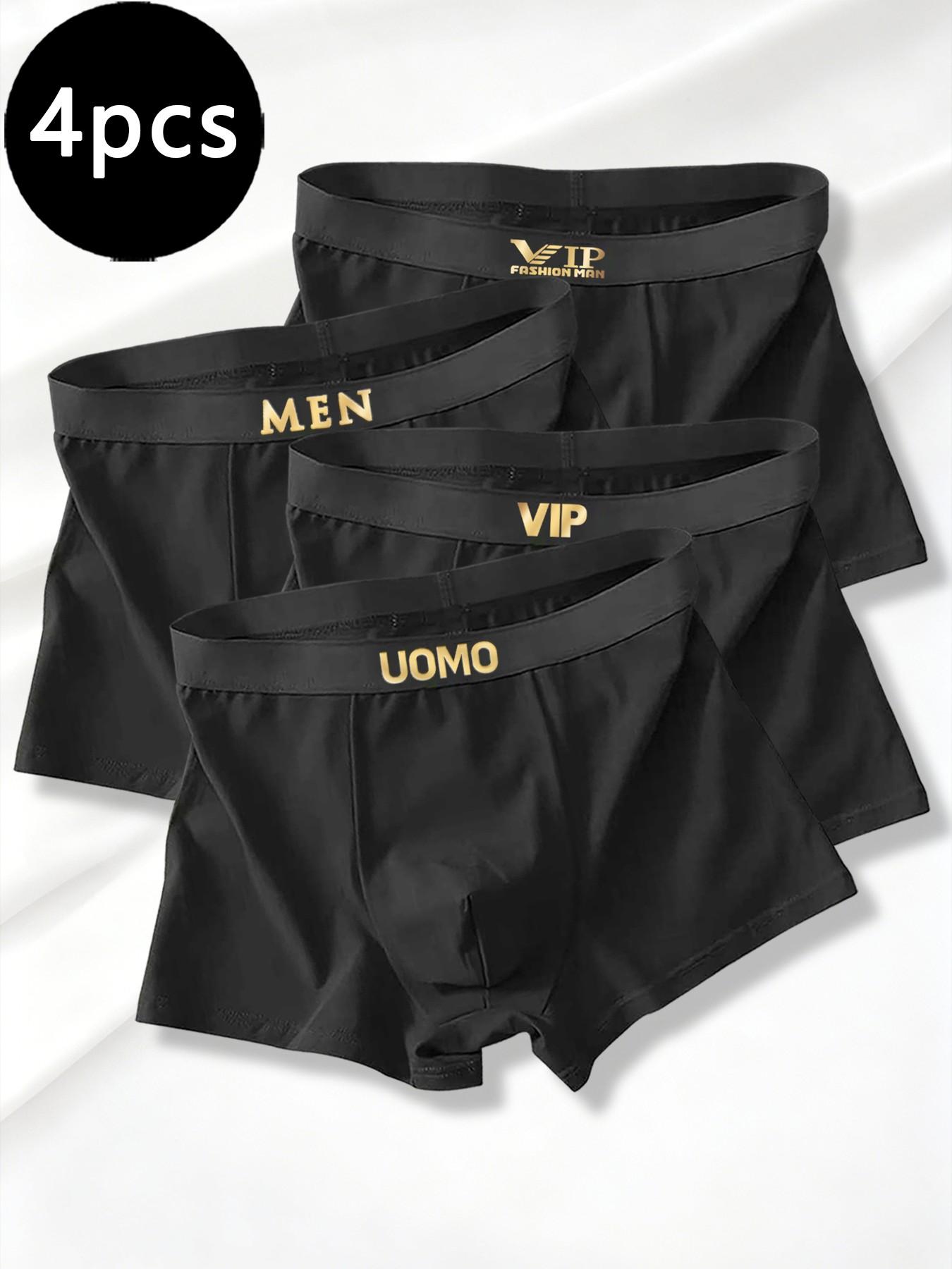 4-pack gold-label waistband men's boxer briefs, comfortable and breathable without riding up, suitable for daily wear, sports and prolonged sitting