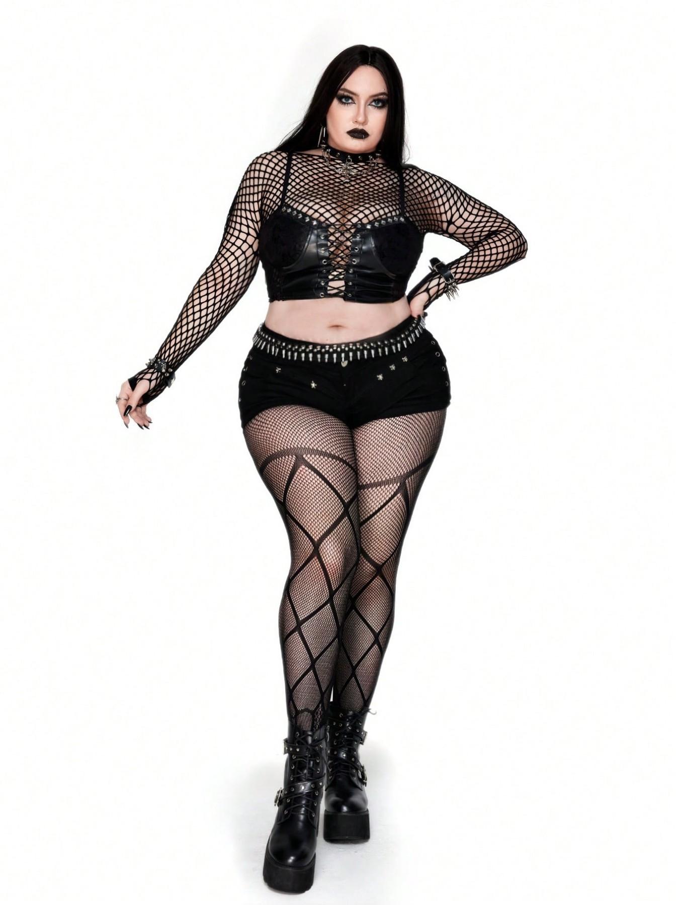 High Elasticity Fishnet Pantyhose, Fashionable Girl Sexy Tattoo Jacquard Lace Cutout, Trendy Skinny Trousers for All Seasons