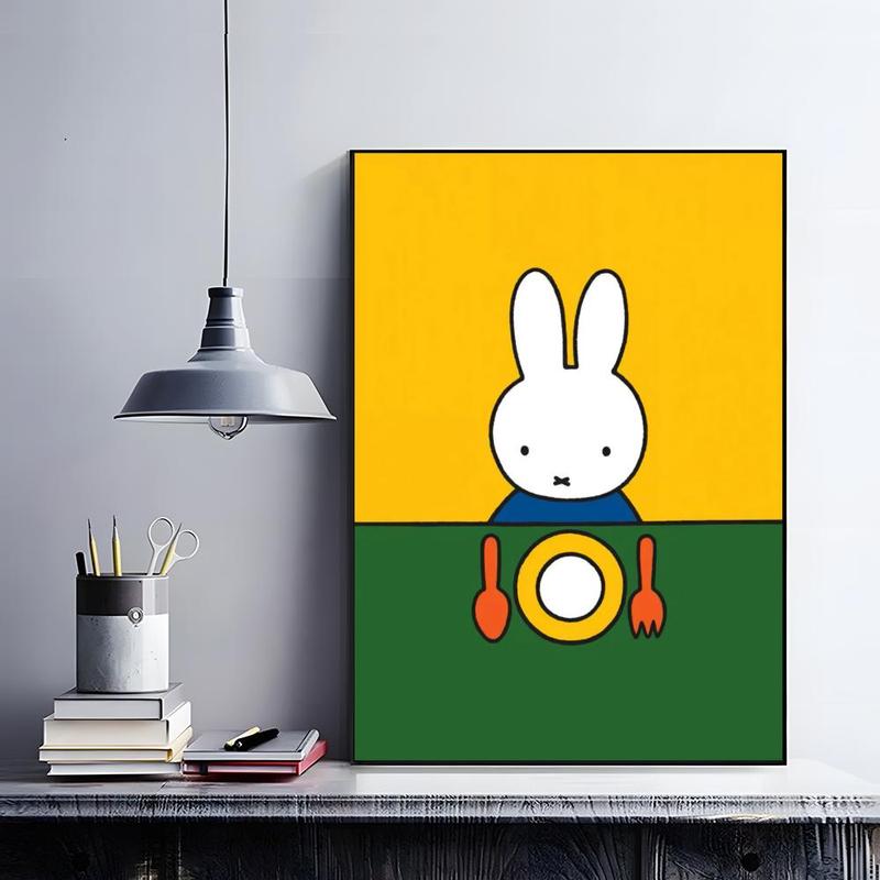 Cute Cartoon M-miffyS Poster HD self-adhesive fade-proof waterproof wrinkle-resistant poster stickers suitable for living room bedroom dormitory cafe bar background decoration wallpaper and gifts