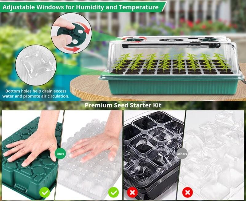 Seed Starter Tray Set, Seed Germination Kit with 40/80/160 Cells, USB Powered LED Grow Light with Smart Timer & 3 Modes, Durable Growing Tray, Suitable for Indoor Greenhouse #GLOBAL PICKS