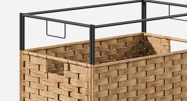 HOOBRO Rattan Laundry Hamper with Lid, Foldable Storage Basket with Lid, 42.3 Gallon (160L) Rattan Basket, Handwoven Blanket Storage Basket with Handles, Metal Frame and Soft Lining, for Bedroom, Laundry Room, Natural