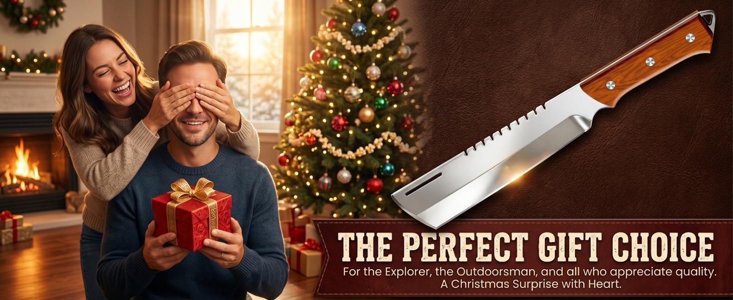 Heavy Duty Machete with Sheath, Full Tang Camping Machete with Wood Handle for Cutting Trees, Bushcraft, Hunting & Yard Work