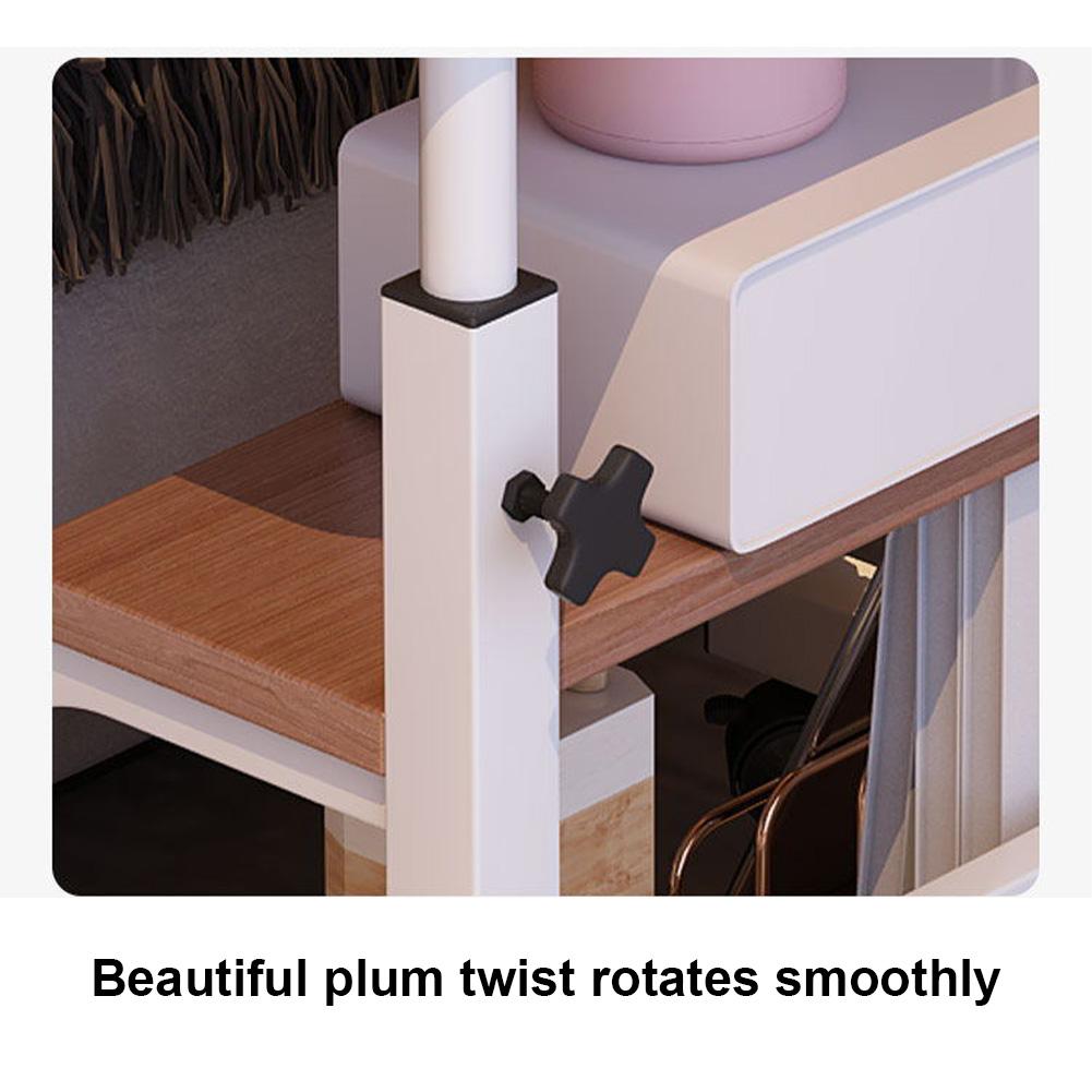 80x40cm Portable Rolling Desk on Wheels Adjustable Height Mobile Computer Desk for Small Space Small Standing Desk with Storage Shelves for Home Office Study