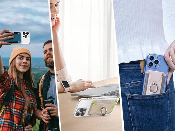 Magsafe Wallet with Airtag Holder  for iPhone 16/15/4/13/12 Series, Magsafe case White Electronics Accessories phone cooler Magnetic Screen Protector Cellphone Protection Casing Protective   Spring