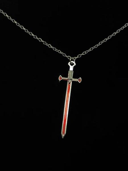 Gothic Sword Heart Pendant Necklace Set, Unisex Punk Style Zinc Alloy Jewelry, All Season Fashion Accessory for Parties