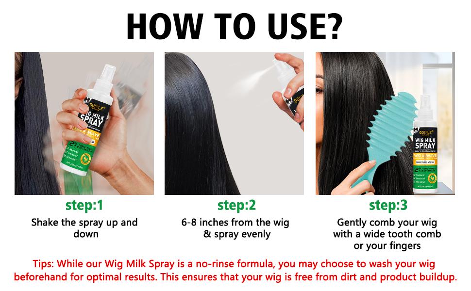 Goiple Wig Milk Spray 2 in 1 Moisturizing Leave-In Conditioner Spray for Synthetic Hair & Detangler for All Hair Types Shampoo Blend