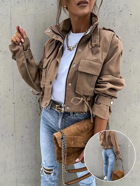 New Trendy Utility Style Casual Women's Jacket Coat, Fashionable Workwear Outerwear, Comfortable Ladies' Clothing for Daily Wear, Everyday