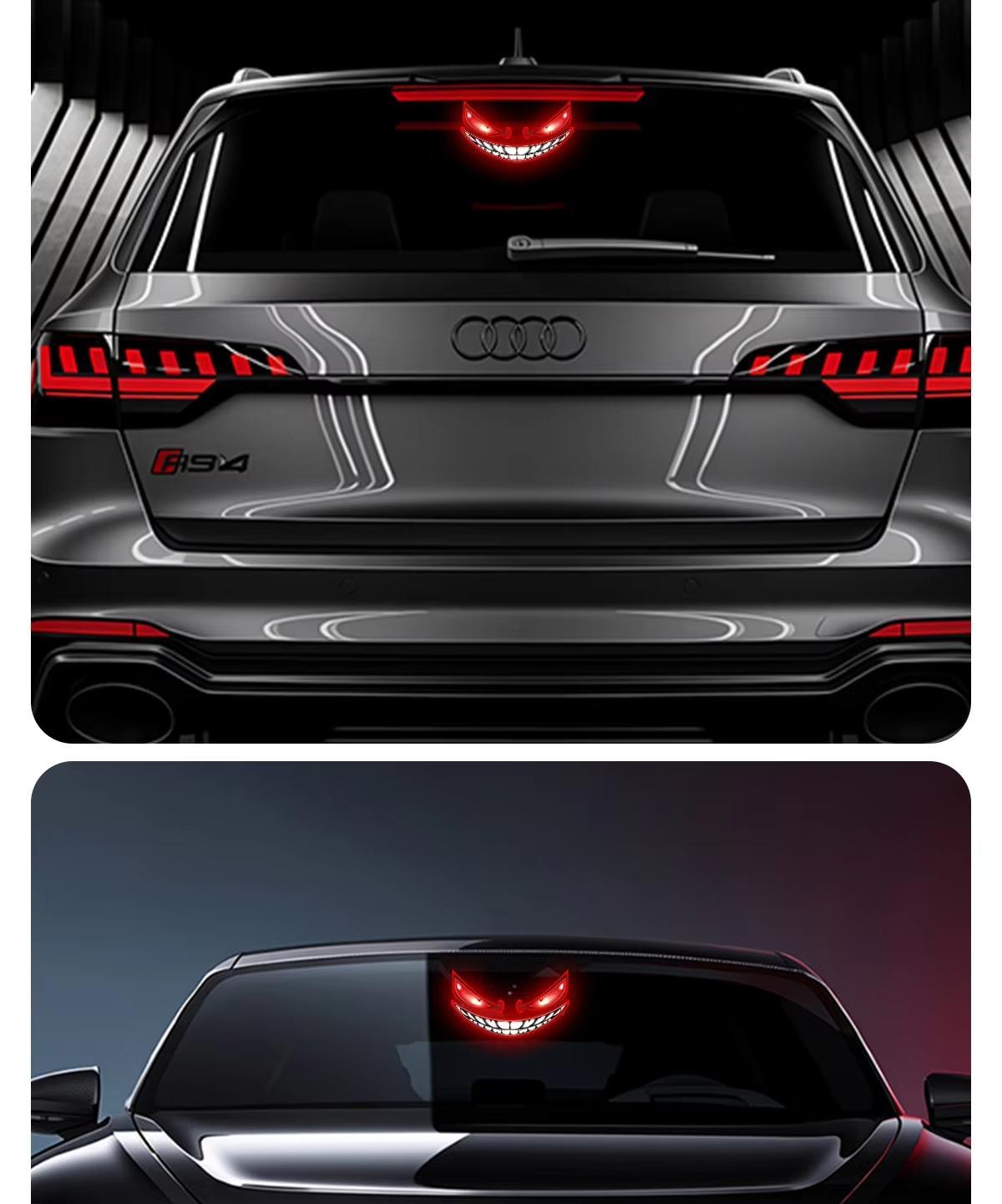 Dynamic Rear Window Windshield Devil Eye Light, Waterproof Solar Type-C Rechargeable Led Car Warning Ambient Night Light, Universal Wireless Suction Cup Mount Lamp, Cool Car Vehicle Accessory Stuff for Side Glass Decoration Halloween Gift, Accessories