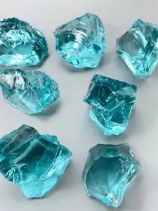 Ice Blue Quartz Crystal, Ice Sea Blue Glass Raw Stone, Indoor Decorative Artificial Gemstone, 40g/100g/200g, Crystal Cluster