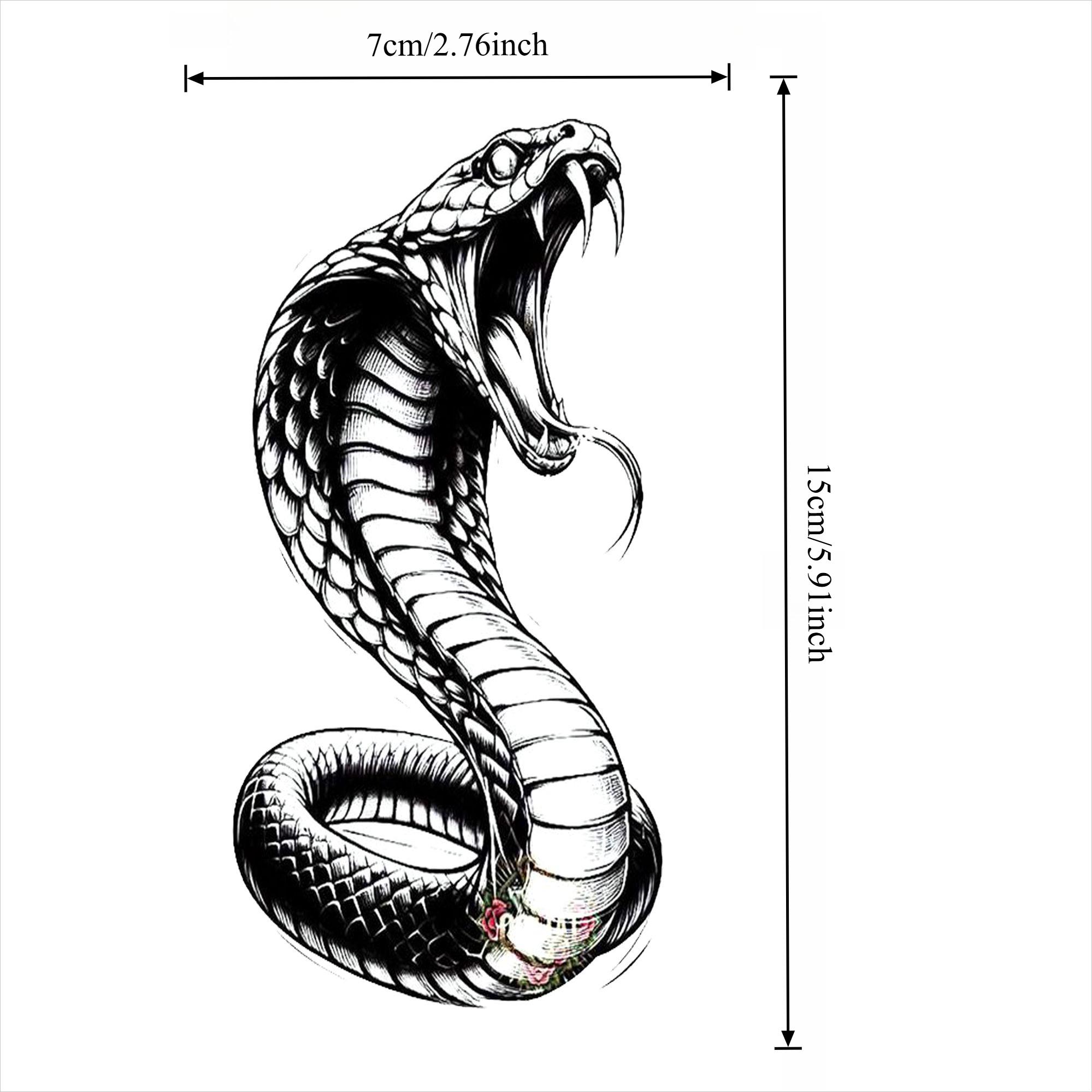 1 cool and crazy snake pattern temporary tattoo sticker for both male and female adults, waterproof and durable, almost real and fake tattoo stickers